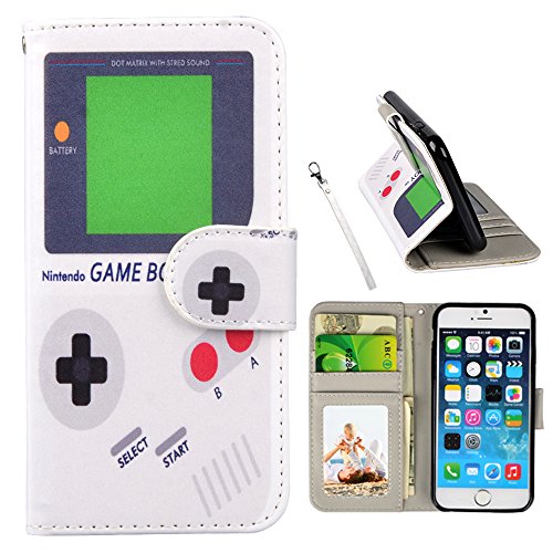 UrSpeedtekLive iPhone 6s Case, iPhone 6 Case, Premium PU Leather Funny Pattern Flip Wallet Case Cover Card Slots & Stand Compatible iPhone 6/6s 4.7 Inch-Gameboy