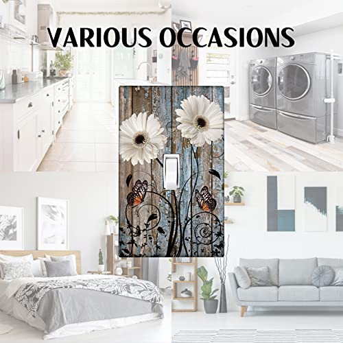 Farmhouse Rustic Light Switch Cover 1-Gang Togglewood Floral Decorative Wall Plate Electrical Outlet Cover For Home Bathroom Bedroom Decor #TOP4