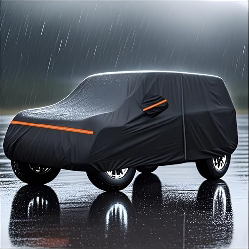Amooca Heavy-Duty Car Covers Custom Fit for Jeep Wrangler 4 Door 2007-2024 Waterproof Sun-Proof All Weather for Automobiles Snow Cover 420D with Door Zipper Cotton Lining by Amooca - Image 7