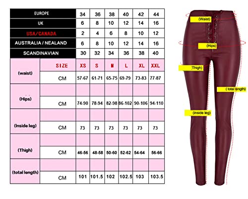 Women's Hip Lift High Waist Faux Leather Leggings Leather Pants Calf Pants with Pockets2