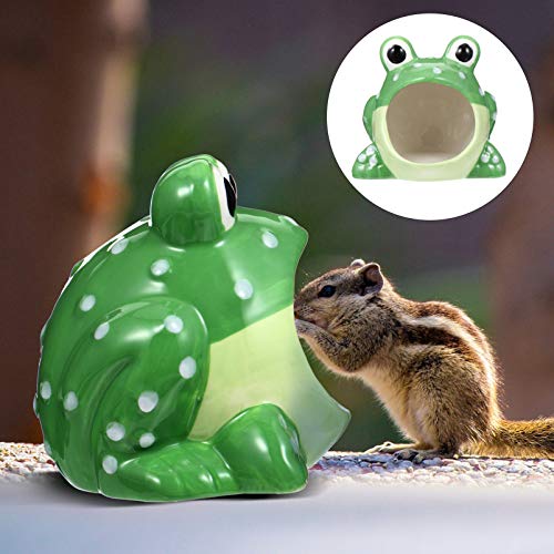 POPETPOP Kleine Dier Keramische Critter Bad Cartoon Kikker Vormige Hamster Huis Zomer Cool Huisdier Schuilplaats Hut… - Image 6