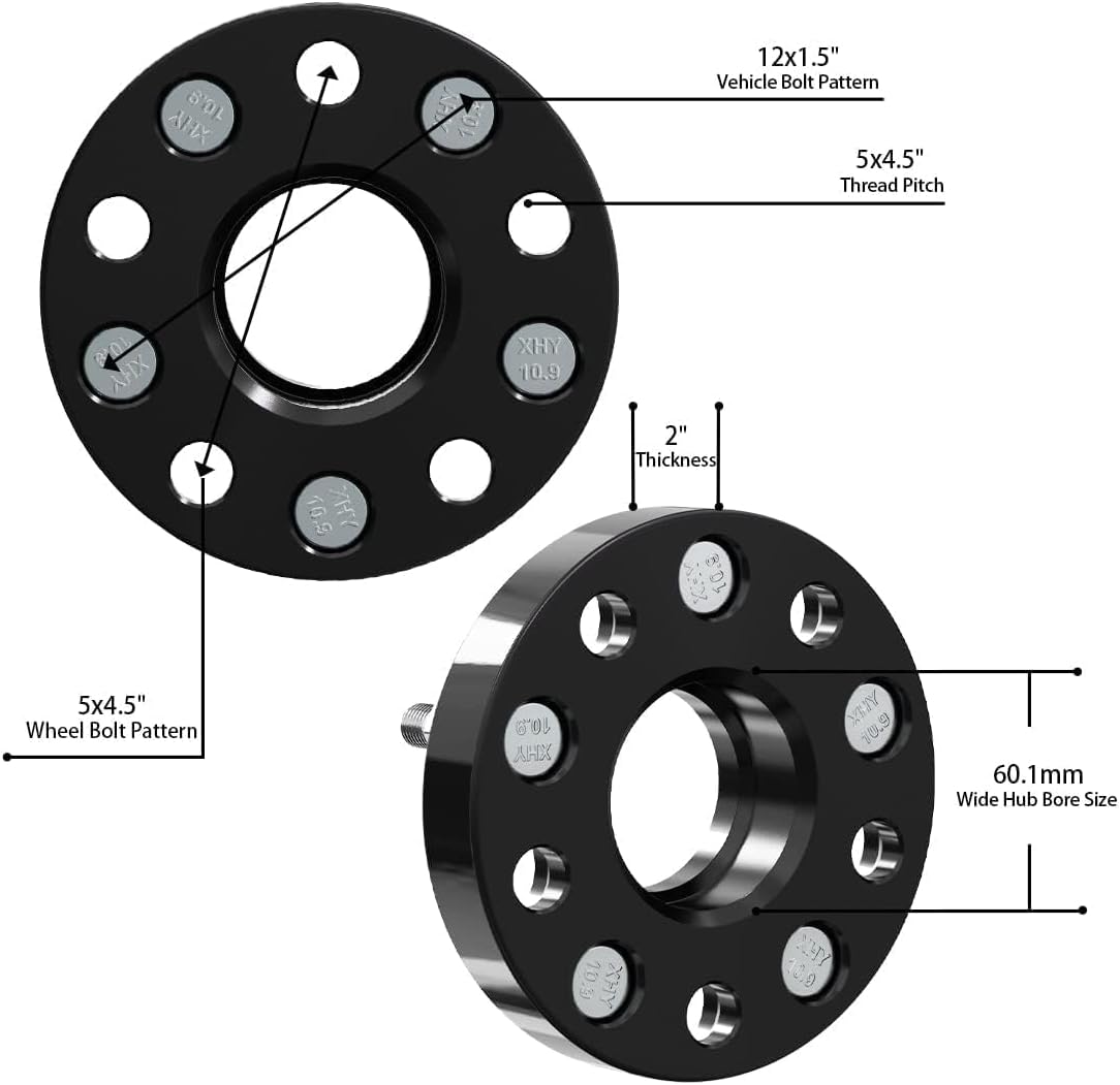 KAX 5x4.5 Wheel Spacers,1" Hub Centric Wheel Spacer Adapters with M12x1.5 Studs 60.1mm Hub Bore,4pcs fit for Camry, RX350, RAV4, Camry, Camry, Camry, Avalon, ES350, Camry, RAV4, Camry, Camry, IS2