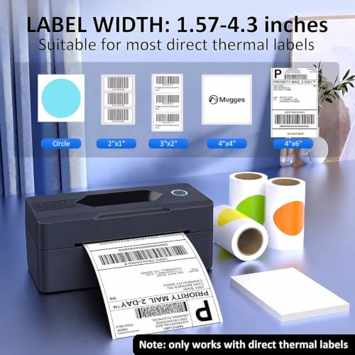 Image of Mvgges Shipping Label Printer,Bluetooth 4x6 Thermal Label Printer for Small Business Office or Home, Compatible with Android, iOS, Windows and Mac, Widely Used for Amazon,USPS,Etsy,Inky Black