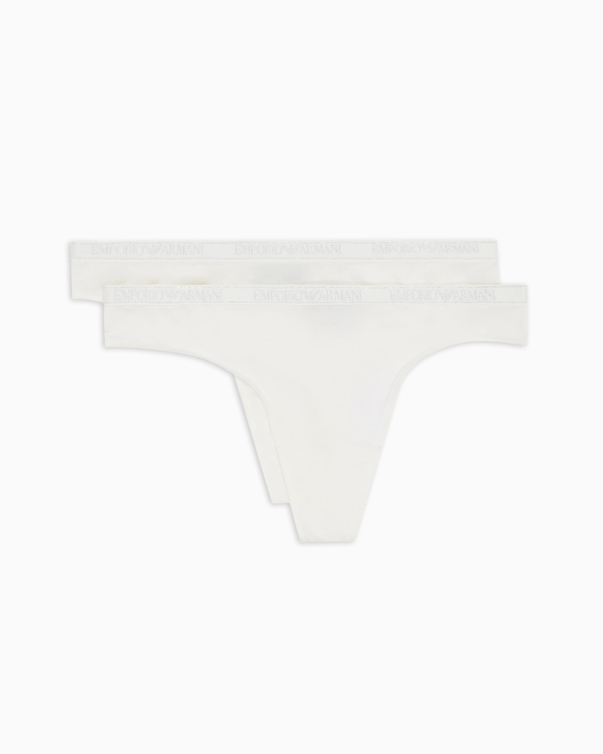 EMPORIO ARMANI Women's 2-Pack Thong Panties, White/White, XL
