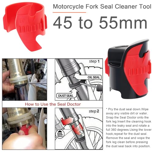 Image of Windance Pack of 3, Motorcycle Fork Seal Saver Cleaner 45mm-55mm,Front Fork Seal Clean Tool, Shock Repairing Absorber Tool (Red 3 pack)
