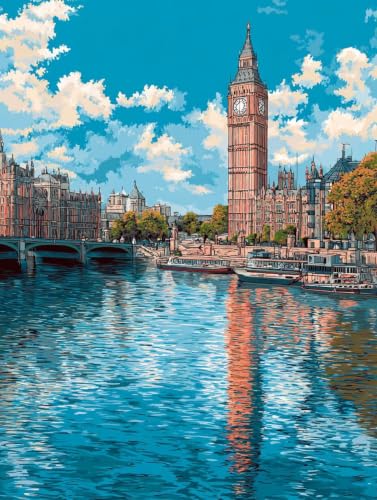 Cuadros para pintar por numeros paisaje urbano para decorar un salon moderno con arte propio