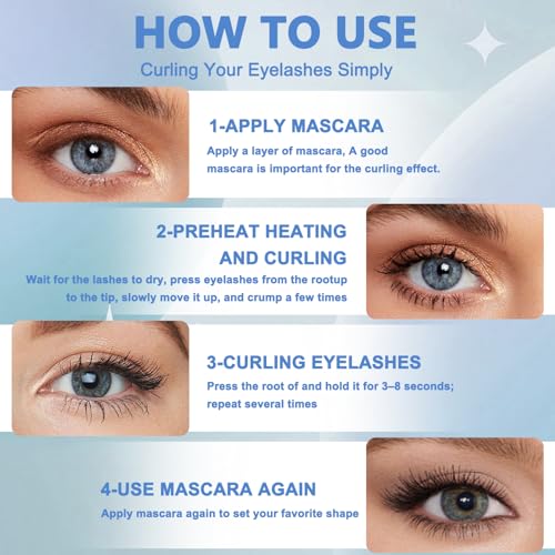 Recourbe-cils chauffant clip outil de maquillage blanc rechargeable 3 modes