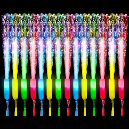 mizikuu 15 Piezas Varillas de Fibra Luminosa Light, Coloridas