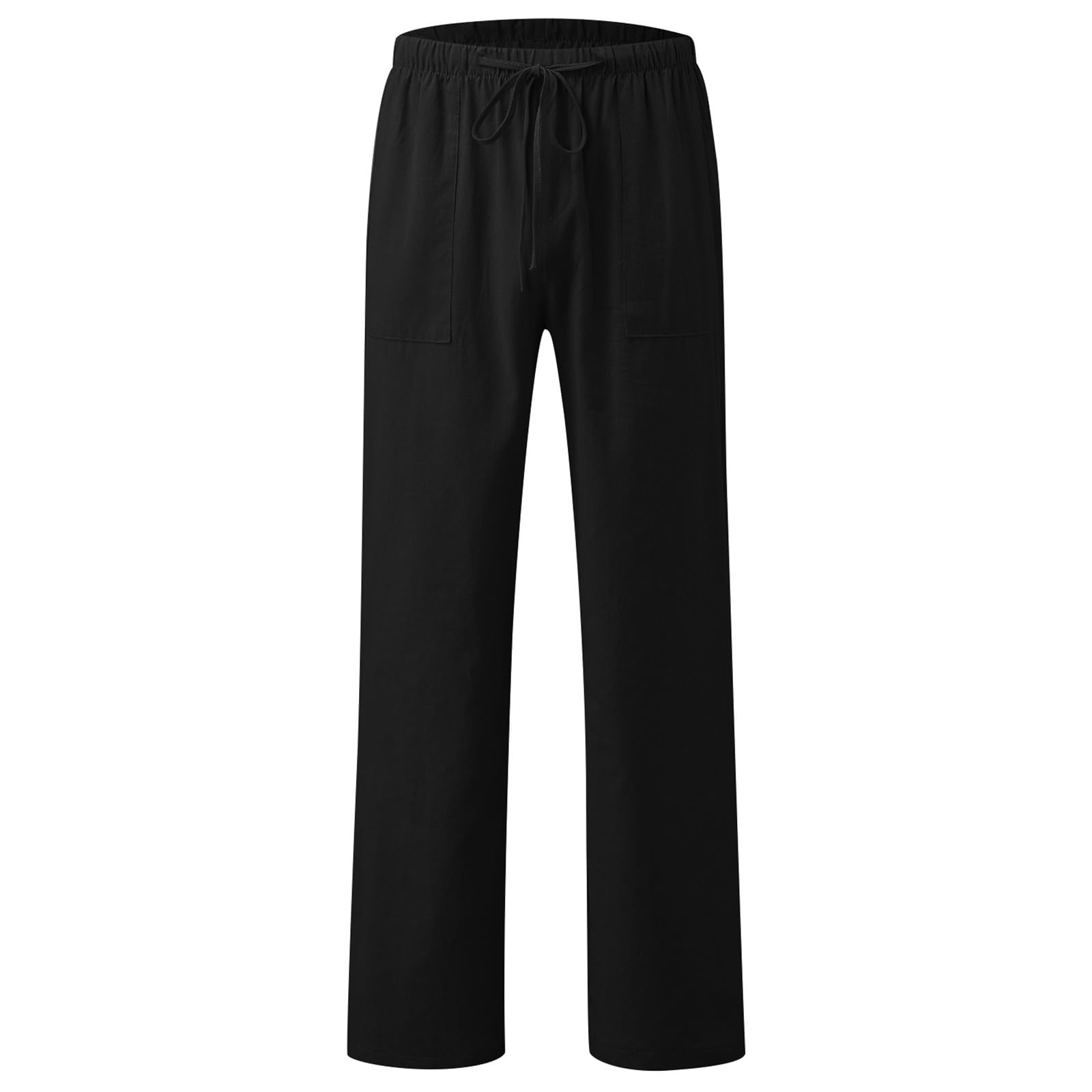 Générique Pantalon long en coton et lin à jambes larges pour filles - Pantalon long ample et fluide - Taille élastique - Avec poches - Tendance - Pour la plage - Décontracté