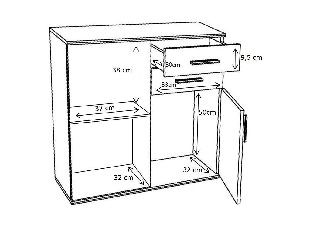 AVANTI TRENDSTORE - Komoda z sonoma/biała, ok. 80 x 82 x 35 cm