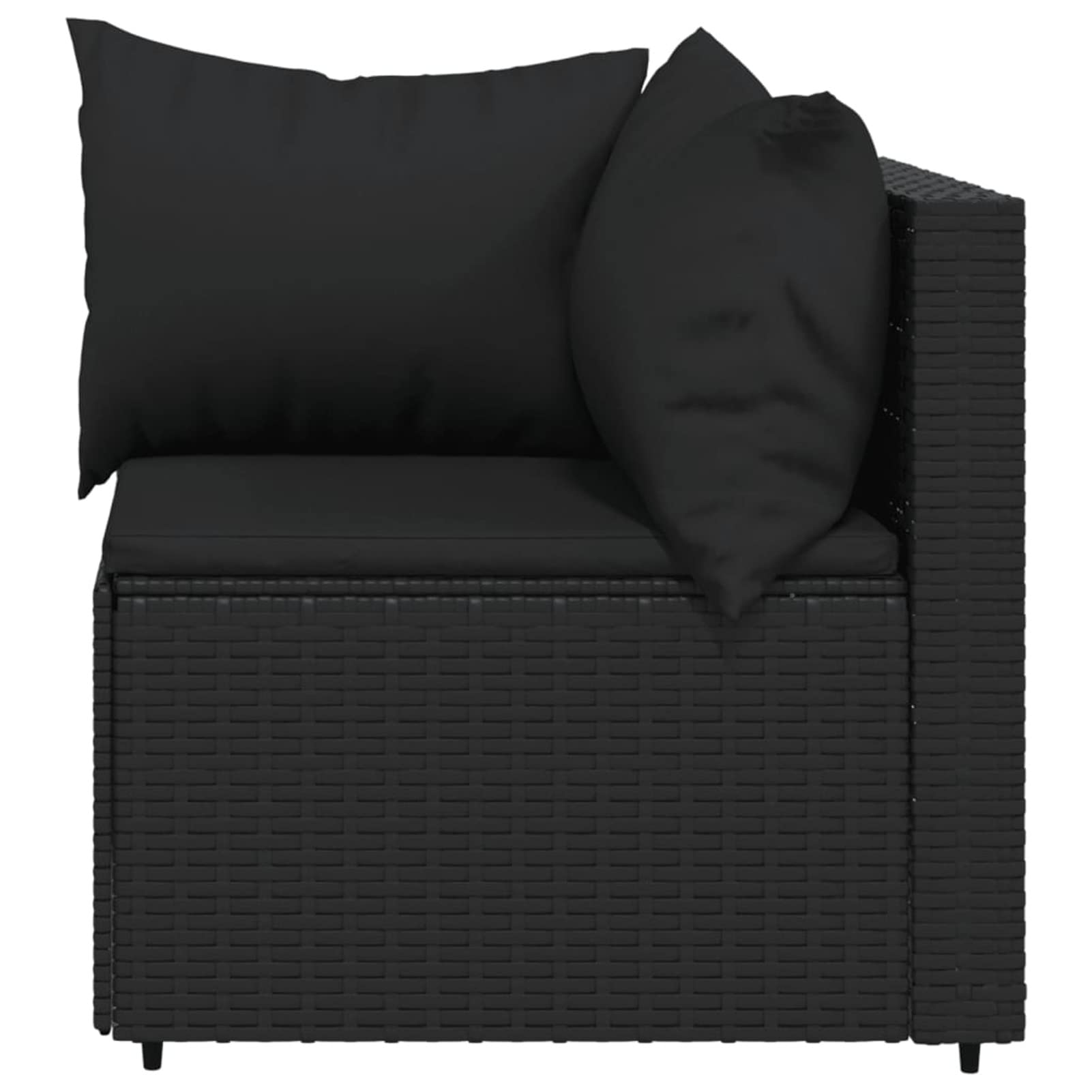 319779 Set Divani da Giardino 3 pz con Cuscini Nero in Polyrattan Testata in Legno,Testata Letto Matrimoniale Muebles Dormitorio Spalliera Letto Testiere per Letto Matrimoniale