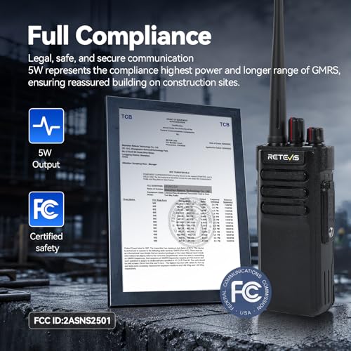 Image of Retevis RT29G Constuction Walkie Talkies Long Range with Repeater Kit,4Pack