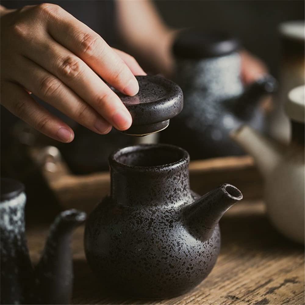 Bouteille Vinaigre Design Distributeurs Huile Céramique - Lot De 2 - Style Japonais - Noir - Pour Sauce Soja, Vinaigre Bouteille Sauce Soja Cuisine