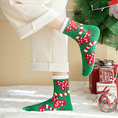 Image of LINEMIN Womens Fuzzy Socks Cozy Fluffy Winter Warm Slipper Socks Microfiber Soft Home Sleeping Socks