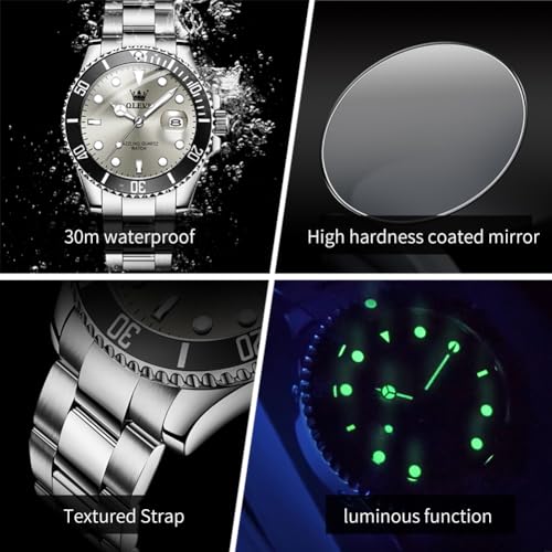 Image of OLEVS Watches for Men,Classic Luxury Big Face Men Watches, Silver Dress Stainless Steel Men Wrist Watch with Luminous Analog Relojes para Hombres