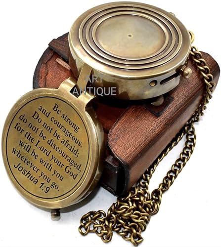 Brújula de bolsillo de latón con cita bíblica Joshua 1:9, regalo religioso inspirador ideal para graduación y bautizo miniatura 4