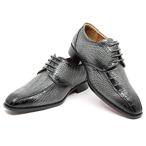 Image of Men's Alligator Crocodile Print Oxford Fashion Lace Up Dress Shoe croco-03