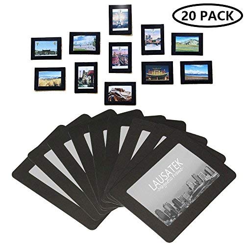 Lausatek Magnetic Picture Frame, Photo Collage For Refrigerator, Magnet Board Decor, Black, Holds 4X6, 3.5X5, 3X4, 2.5X3.5, 2X3 Inches Photos, 25 Pack #TOP5