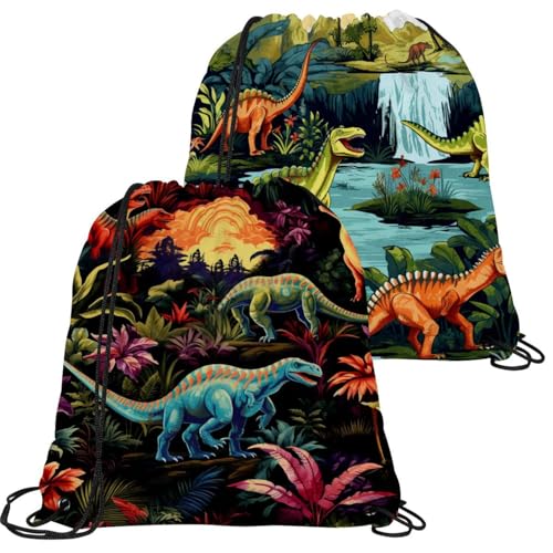 Sac à cordon pour le sport et la natation motif dinosaures multicolore