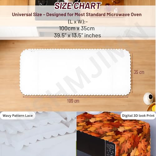 Image of Printed Microwave Oven Cover | Dustproof Waterproof Non-Slip Fabric Cover | Kitchen Decorative Appliance Protector | Kitchen Appliance Cover. (Multi - Leaf)