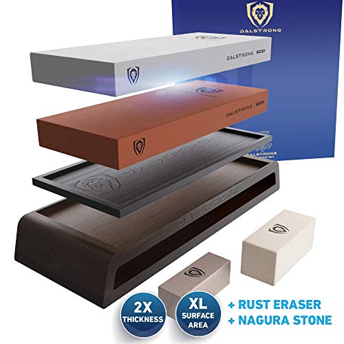 The Gladiator Series Elite 8-Piece Knife Block Set Bundled With The Dalstrong Premium, Extra-Large Whetstone Kit - #6000/#1000 Grit With Stand #TOP5