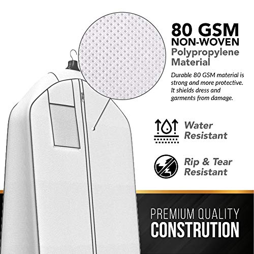 Wedding Dress Bag – Large Garment Bag For Long Gowns -72"x24”, Big 20” Gusset - Image 7