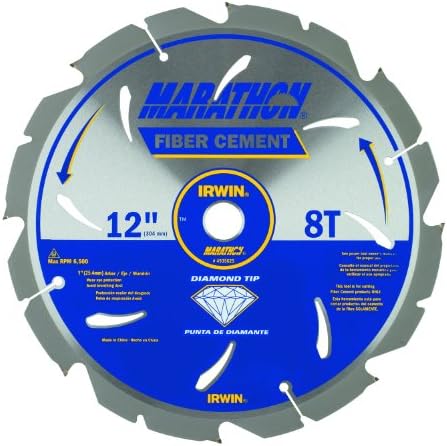 IRWIN Tools Fiber Cement PCD Circular Saw Blade, 12-Inch, 8T (4935625)
