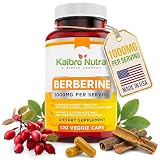Kaibro Nutra Berberine Supplement 1000mg, Berberine HCL for Immune System, Glucose Support, Circulatory & Gastrointestinal Health, Vegan & Gluten-Free, 120 Capsules