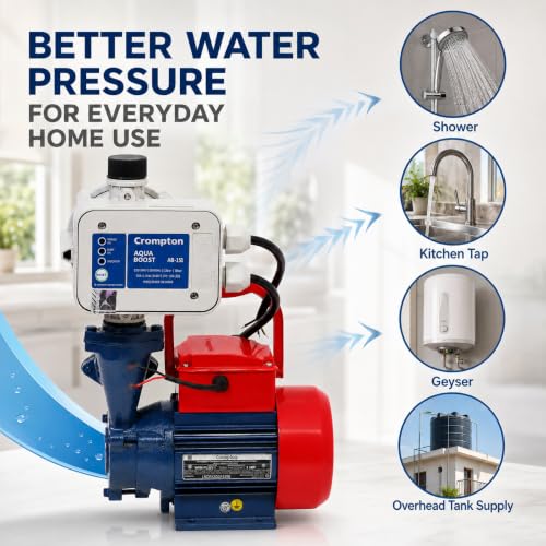 Image of Crompton 1hp Pressure Booster Pump | 1hp with Automatic Pump Controller |Water Pump 1hp for 3-4 bathrooms and kitchen | 12 months on site warranty