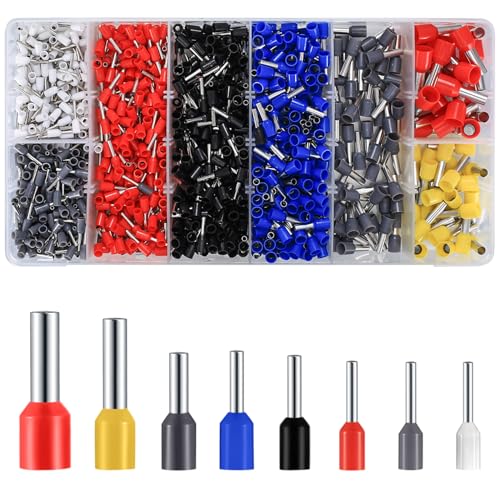 1200 Piezas Terminales de Crimpado Doble, Terminales Cables Electricos, Terminales Aislados para Cableado Eléctrico, 0,5-10 mm² Férulas Aisladas para Extremos de Cables Eléctricos