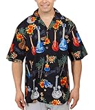 Benny's Electric Guitars and Woodys Cars Hawaiian Shirt, (L) Black
