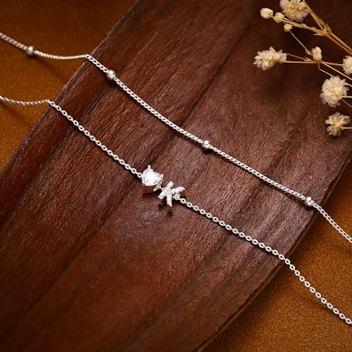 Image of NECOCY Initial Heart Diamond Anklets for Women Waterproof, Non Tarnish 14k Gold Plated Letter Ankle Bracelets Dainty, Summer Beach Bikini Jewelry Gifts for Women