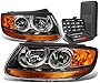 Black Housing Amber Side Projector Headlight Lamps+Tool Kit Compatible with Santa Fe 07-12