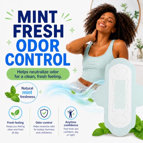 Image of BST Mint Fresh Panty Liners for Women with Wings,Breathable Ultra Thin Daily Pantiliner, All-Day Odor Control & Freshness, Anti-Bunch Stays in Place(7.5 Inch 10 Count, Packaging May Vary)