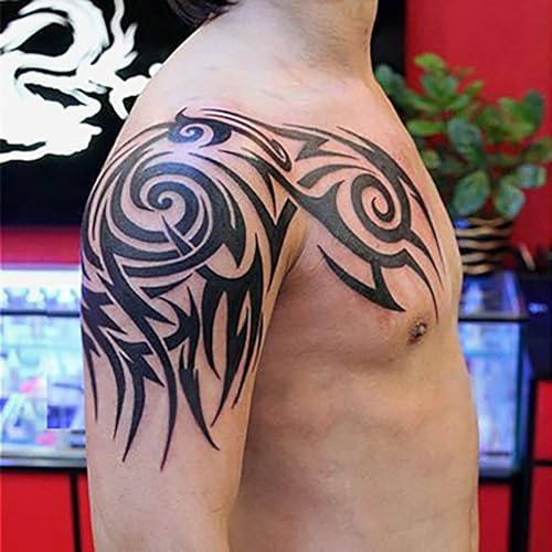 Large Tribal Temporary Tattoos, Big Totem Tattoo Stickers for Men Guys Waterproof Arm Fake Tattoo...
