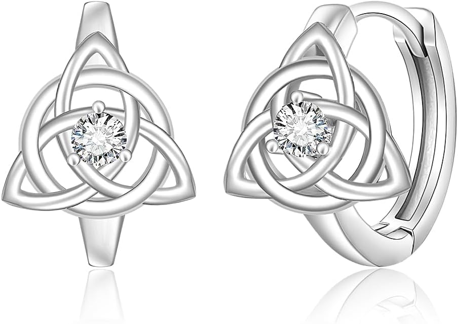 Celtic Knot Paw Print Heart Owl Halloween Skull Skeleton Hoop Earrings for Women 925 Sterling Silver Cubic Zirconia Hypoallergenic Earring for Women’s Gifts