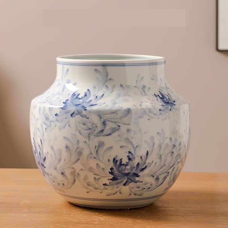 Doniczka Jasna luksusowa chińska retro duża umywalka kaliber orchidea niebiesko-biała porcelanowa ceramiczna na rośliny