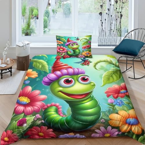 SAFGTXHTR Raupe Bettwäsche Set Kinder Mikrofaser Bettwäsche 3D Gedruckt...
