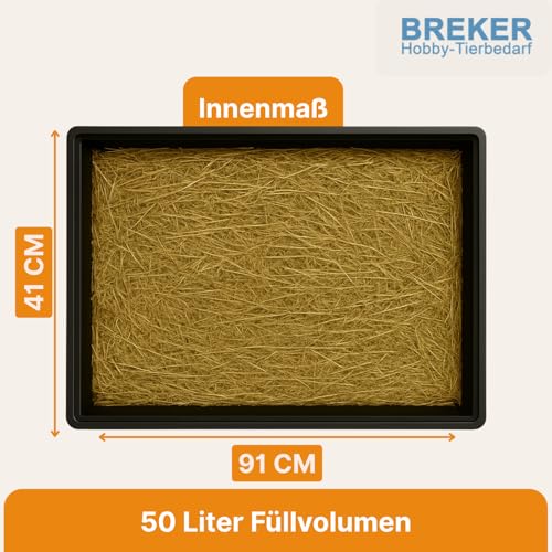 Breker Kunststoffwanne 100x50cm [geeignet als Kotwanne] 50 Liter Fassungsvolumen | Allzweckwanne | Plastikwanne | Schwarz