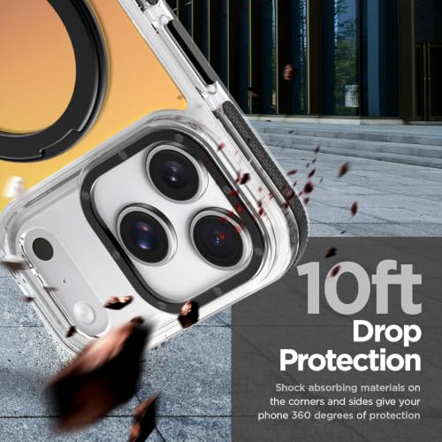 Image of Magnetic for iPhone 17 Pro Case with 360 Stand [Compatible with Magsafe] [Fluorescent Design] [1 Screen Protector] Slim Translucent Matte Case for iPhone 17 Pro 6.3 inch, Black