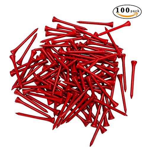 THIODOON Golf tees 83mm Less Friction Wooden Tees Training for Golfer Professional Natural Wood Golf tees Bulk 100 Count Golfing Tees Red - Image 2
