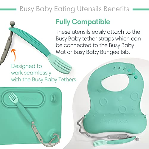 Busy Baby Eating Utensils For Babies & Toddlers | Fork, Spoon, & Knife | Food-Grade Silicone & Tritan Plastic | Dishwasher Safe, Bpa Free (Pewter) #TOP5