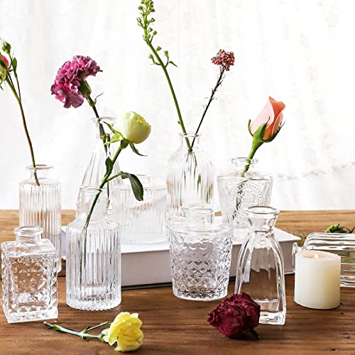 Glass Bud Vases -Set Of 20 For Flowers, Small Clear Bud Vases In Bulk For Centerpieces Home Decor, Mini Glass Vase Assorted For Rustic Wedding,Floral Arrangements,Home Table Decorations #TOP2