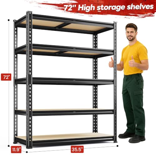 Image of REIBII 4 Pack Garage Shelving for Warehouse, Heavy Duty Metal Shelving