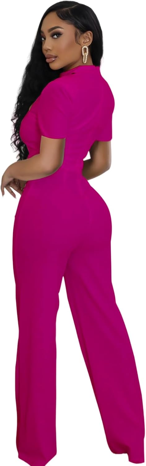 Women's formal jumpsuit elegant straight pants party casual club jumpsuit - Image 4