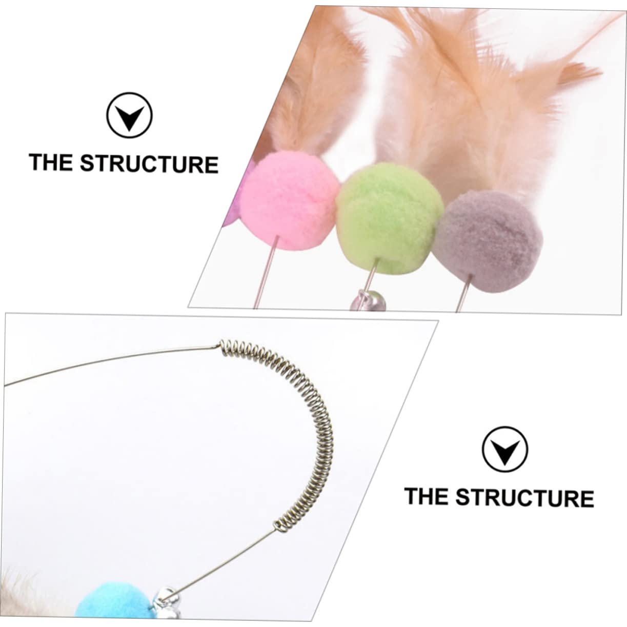 VANZACK 2sets Giocattoli Interattivi Per Gatti Con Palline Pelose e Campanelli Teaser Acciaio Molla Colori Casual Per Gioco e La Relazione Con Tuo Felino