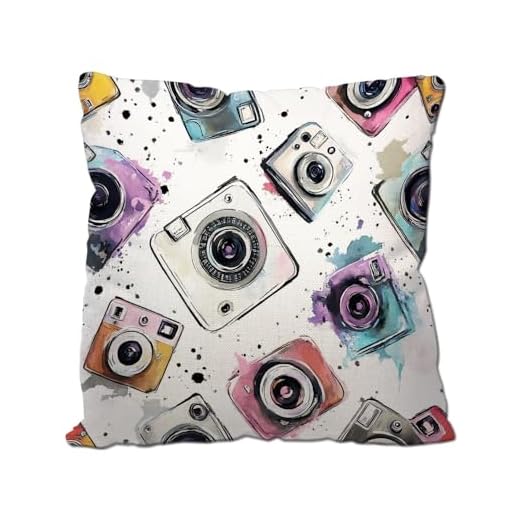Nicokee Photo Cameras Cotton Linen Pillow Covers Art Digital Equipment Film Photography Vintage Throw Pillow Covers Cases for Couch Sofa Bed Home Decor 18 x 18 Inches
