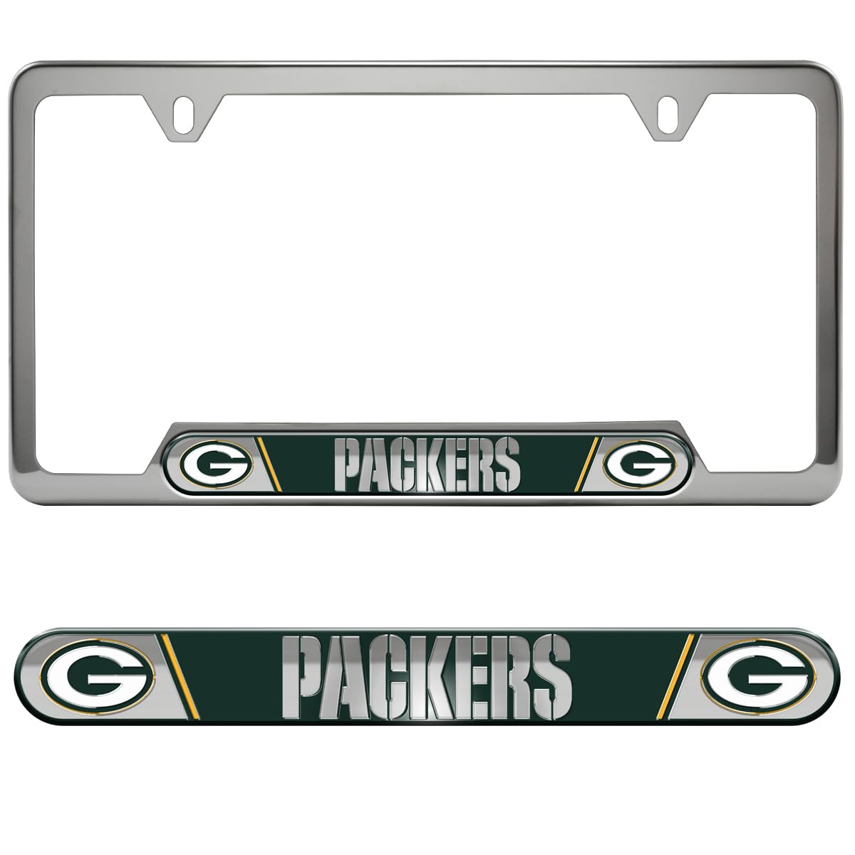 FANMATS NFL Embossed License Plate Frame, Stainless Steel Frame with Stamped Aluminum Team Logo Inserts, 6.25in x 12.25in
