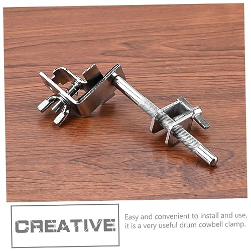Clamp soporte para cowbell con extensión metálica resistente para fácil instalación, clip fijo para cowbell, accesorio para batería para músicos miniatura 4