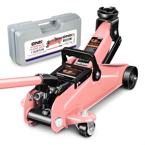 Image of DNA Motoring 1.5 Ton Car Floor Jack Low Profile Hydraulic Trolley Service /Floor Jack, 1.5T / 3000 lbs Capacity, Lifting Range 5.3 Inch -12 Inch, with Storage Case, Pink, TOOLS-00327-PK